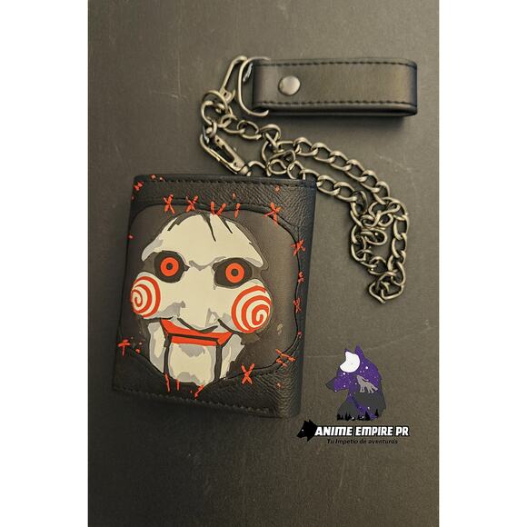 Jigsaw Saw Wallet w/ Chain | Horror Movie Style | Gothic Geek Fashion - Picture 1 of 7